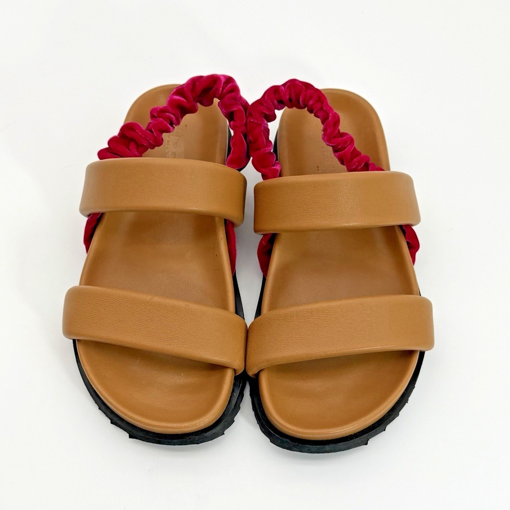 Lanapo Sanremo Sandal Velvet Heel Strap Made‎ In Italy Leather Women's 36 | US 6
